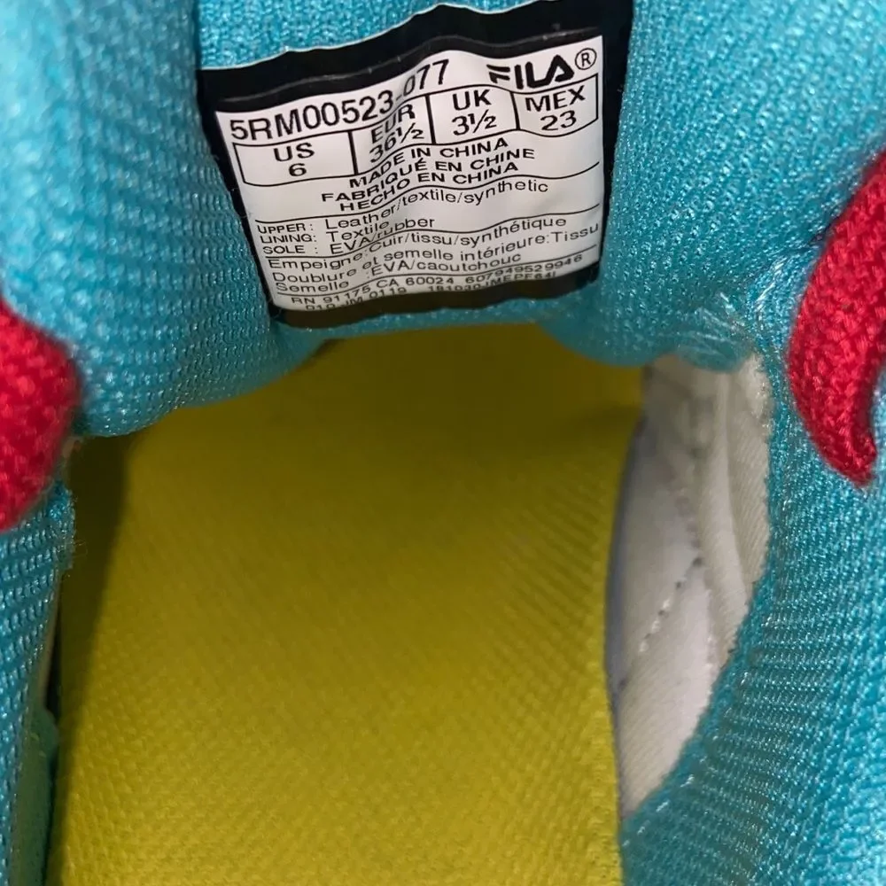 Fila Boveasorus Women’s Sneakers with Red, Blue, and Yellow Accents Size 6 US